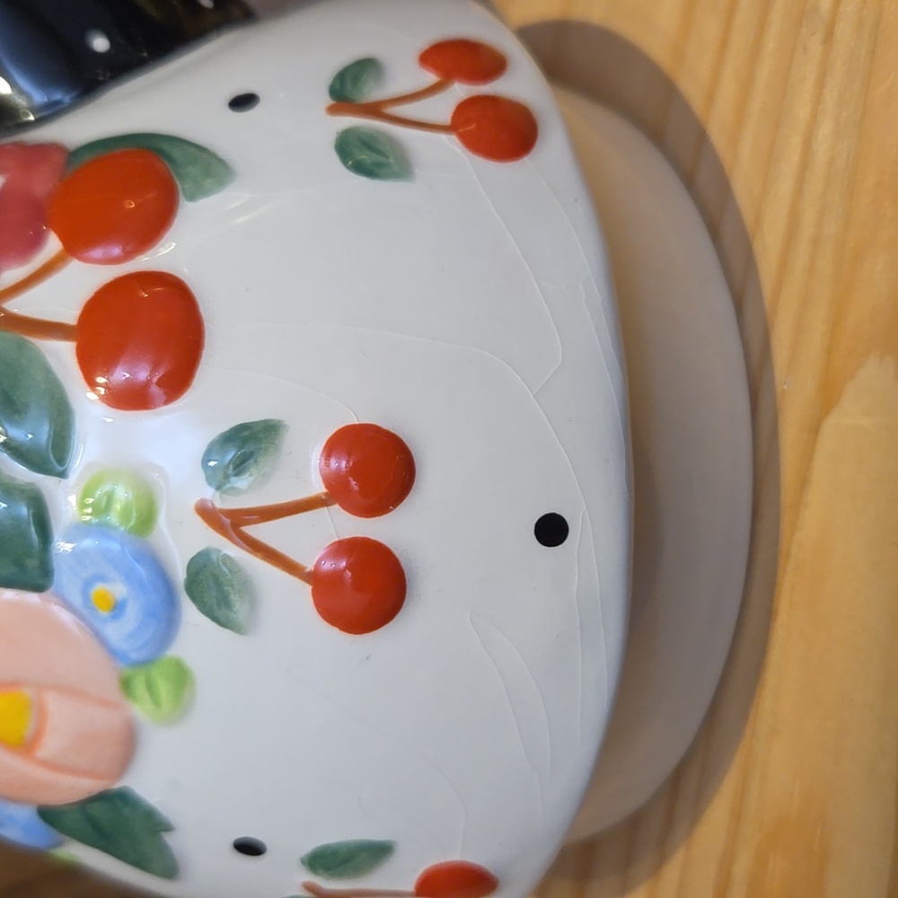 Mary Engelbreit Cherry Tea Pot with Cup and Lid - Picture 8 of 9